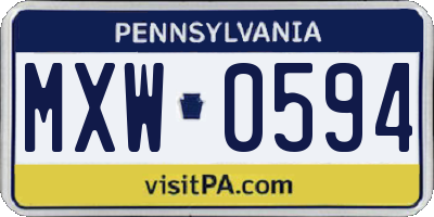 PA license plate MXW0594