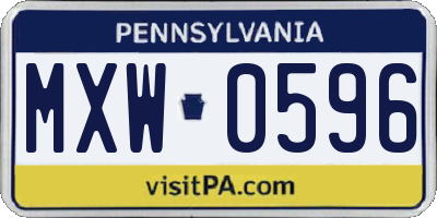PA license plate MXW0596
