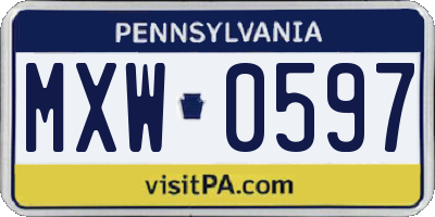 PA license plate MXW0597