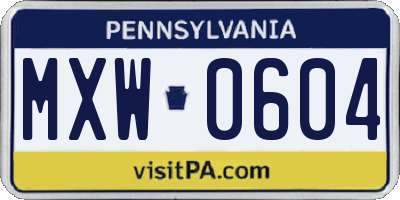 PA license plate MXW0604