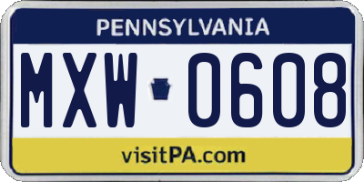 PA license plate MXW0608