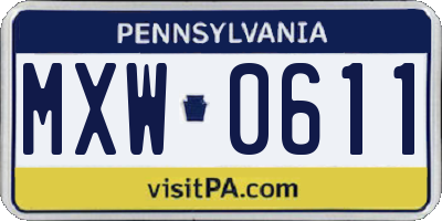 PA license plate MXW0611