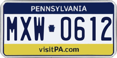 PA license plate MXW0612