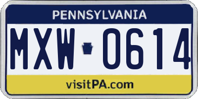 PA license plate MXW0614