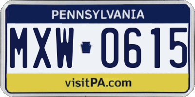 PA license plate MXW0615