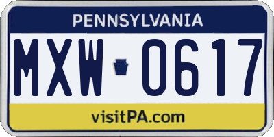 PA license plate MXW0617