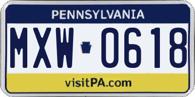 PA license plate MXW0618
