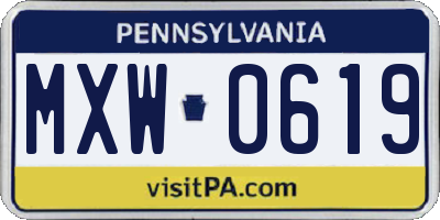 PA license plate MXW0619