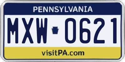 PA license plate MXW0621