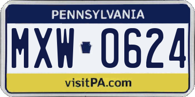 PA license plate MXW0624