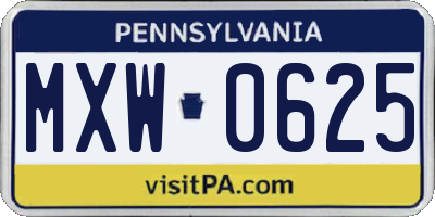 PA license plate MXW0625