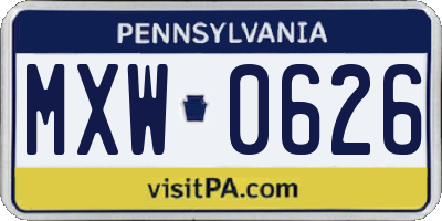 PA license plate MXW0626