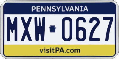 PA license plate MXW0627
