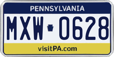 PA license plate MXW0628