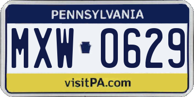 PA license plate MXW0629