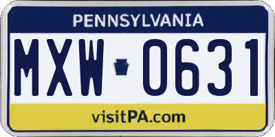 PA license plate MXW0631