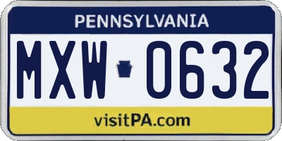 PA license plate MXW0632