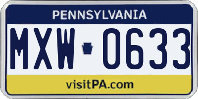 PA license plate MXW0633
