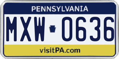 PA license plate MXW0636