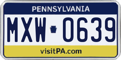 PA license plate MXW0639