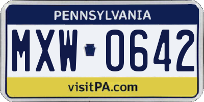 PA license plate MXW0642