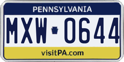 PA license plate MXW0644