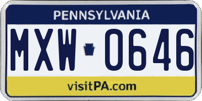 PA license plate MXW0646