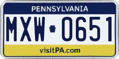 PA license plate MXW0651