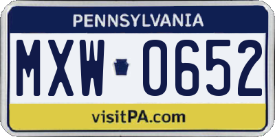 PA license plate MXW0652