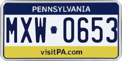 PA license plate MXW0653