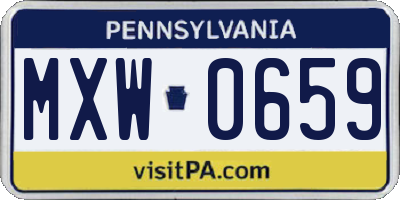 PA license plate MXW0659
