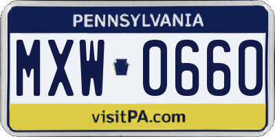 PA license plate MXW0660