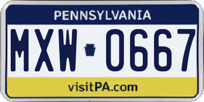 PA license plate MXW0667