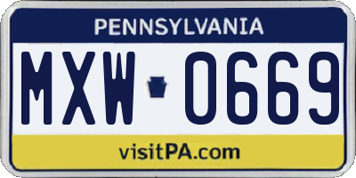 PA license plate MXW0669