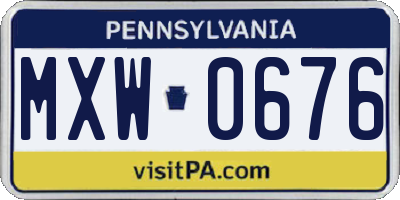 PA license plate MXW0676
