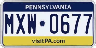 PA license plate MXW0677
