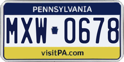 PA license plate MXW0678