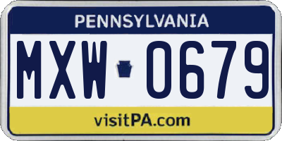 PA license plate MXW0679