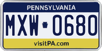PA license plate MXW0680