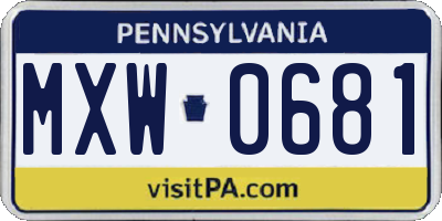 PA license plate MXW0681