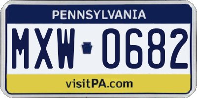 PA license plate MXW0682