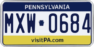 PA license plate MXW0684