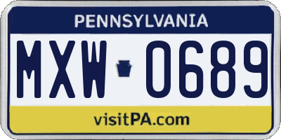 PA license plate MXW0689