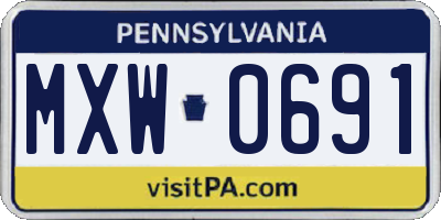 PA license plate MXW0691