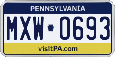 PA license plate MXW0693