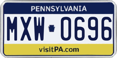 PA license plate MXW0696