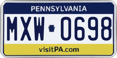 PA license plate MXW0698