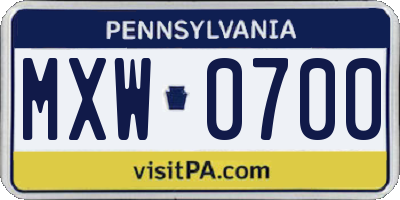 PA license plate MXW0700