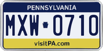 PA license plate MXW0710