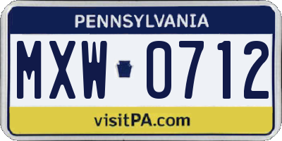 PA license plate MXW0712